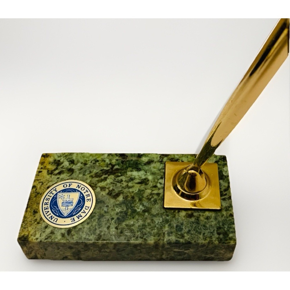VTG Notre Dame MCM Desk Pen Holder Marble Irish Decor Authentic Office Rare Old
